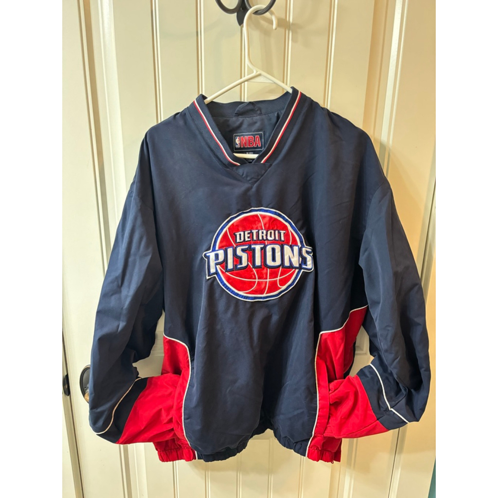 Vintage NBA Detroit Pistons Windbreaker Mens XL Navy Red Rare